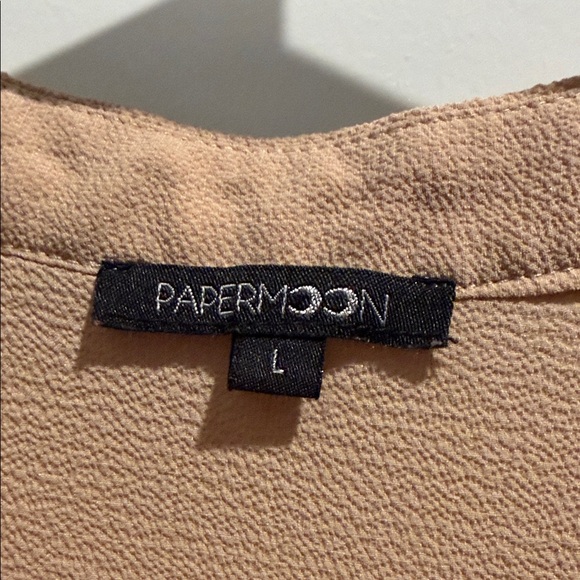 Papermoon Tan Split V-Neck Blouse - Picture 3 of 4
